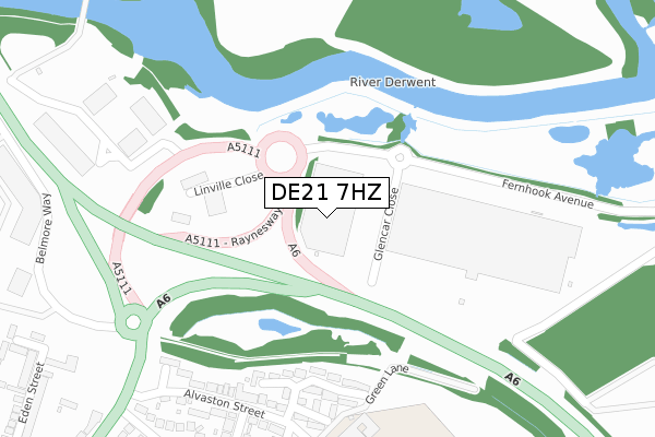 DE21 7HZ map - large scale - OS Open Zoomstack (Ordnance Survey)