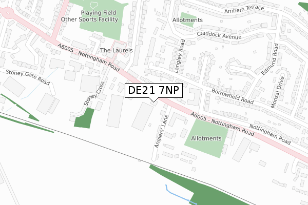 DE21 7NP map - large scale - OS Open Zoomstack (Ordnance Survey)