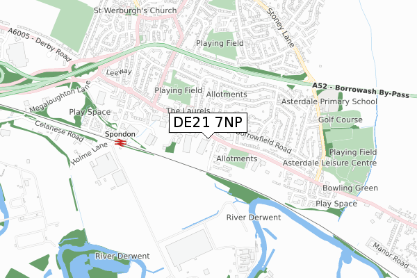 DE21 7NP map - small scale - OS Open Zoomstack (Ordnance Survey)