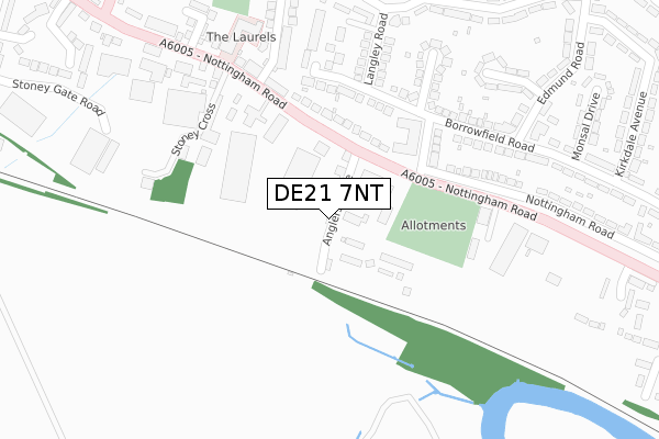 DE21 7NT map - large scale - OS Open Zoomstack (Ordnance Survey)