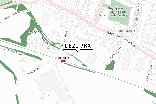 DE21 7RX map - large scale - OS Open Zoomstack (Ordnance Survey)