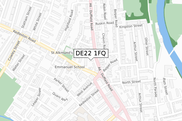 DE22 1FQ map - large scale - OS Open Zoomstack (Ordnance Survey)