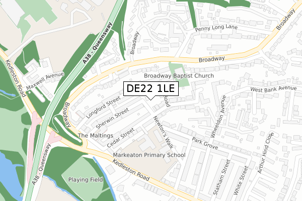 DE22 1LE map - large scale - OS Open Zoomstack (Ordnance Survey) DE22 1LE map - large scale - OS Open Zoomstack (Ordnance Survey)