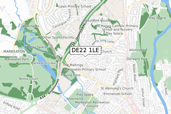 DE22 1LE map - small scale - OS Open Zoomstack (Ordnance Survey) DE22 1LE map - small scale - OS Open Zoomstack (Ordnance Survey)
