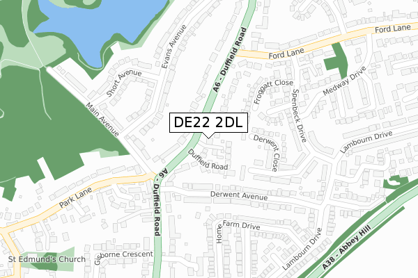 DE22 2DL map - large scale - OS Open Zoomstack (Ordnance Survey)