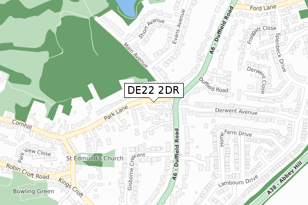 DE22 2DR map - large scale - OS Open Zoomstack (Ordnance Survey)