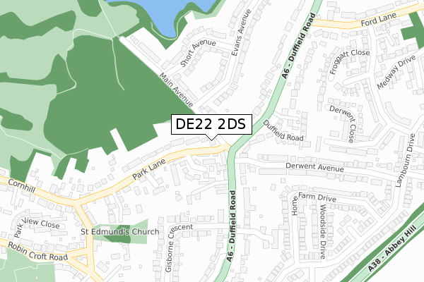DE22 2DS map - large scale - OS Open Zoomstack (Ordnance Survey)