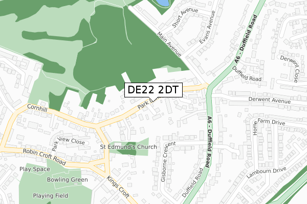 DE22 2DT map - large scale - OS Open Zoomstack (Ordnance Survey)