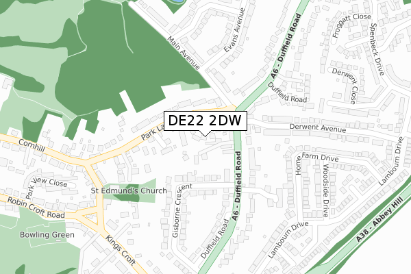 DE22 2DW map - large scale - OS Open Zoomstack (Ordnance Survey)