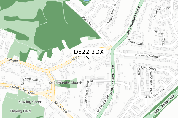 DE22 2DX map - large scale - OS Open Zoomstack (Ordnance Survey)
