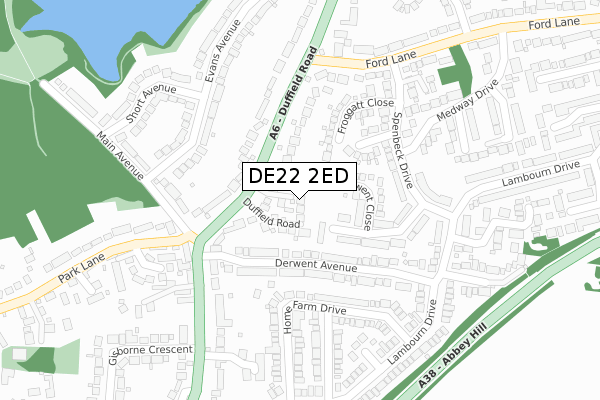 DE22 2ED map - large scale - OS Open Zoomstack (Ordnance Survey)