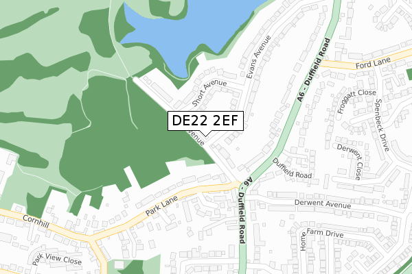 DE22 2EF map - large scale - OS Open Zoomstack (Ordnance Survey)