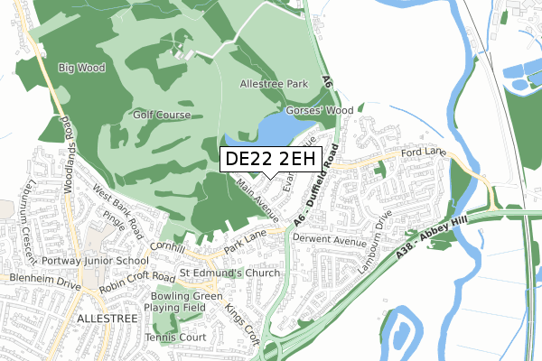 DE22 2EH map - small scale - OS Open Zoomstack (Ordnance Survey)