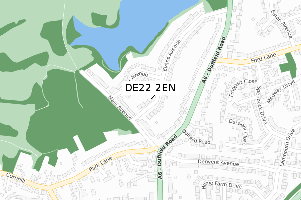 DE22 2EN map - large scale - OS Open Zoomstack (Ordnance Survey)