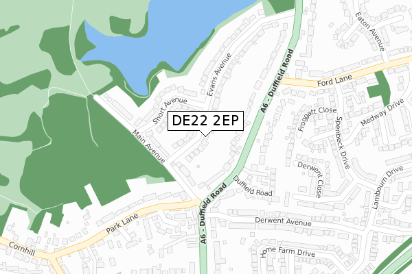 DE22 2EP map - large scale - OS Open Zoomstack (Ordnance Survey)