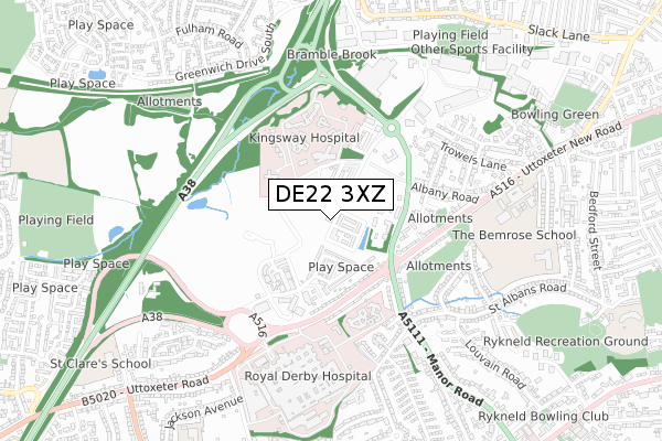 DE22 3XZ map - small scale - OS Open Zoomstack (Ordnance Survey) DE22 3XZ map - small scale - OS Open Zoomstack (Ordnance Survey)