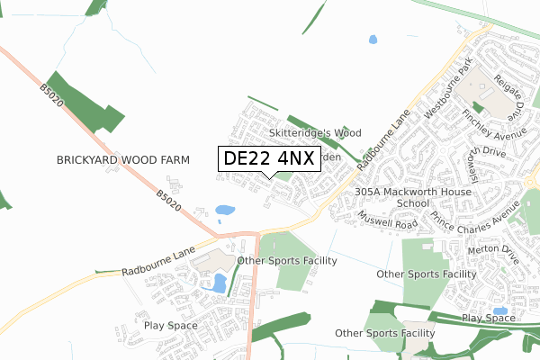 DE22 4NX map - small scale - OS Open Zoomstack (Ordnance Survey)