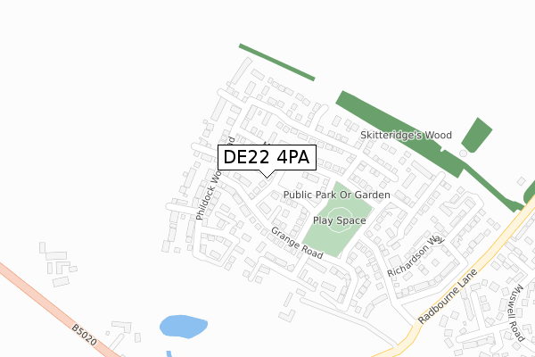 DE22 4PA map - large scale - OS Open Zoomstack (Ordnance Survey)