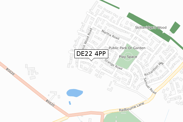 DE22 4PP map - large scale - OS Open Zoomstack (Ordnance Survey)