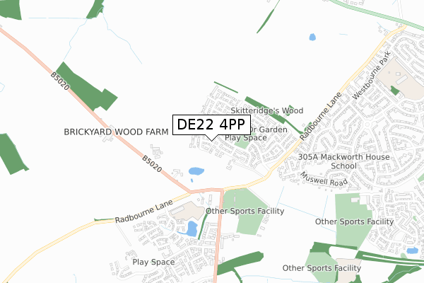 DE22 4PP map - small scale - OS Open Zoomstack (Ordnance Survey)