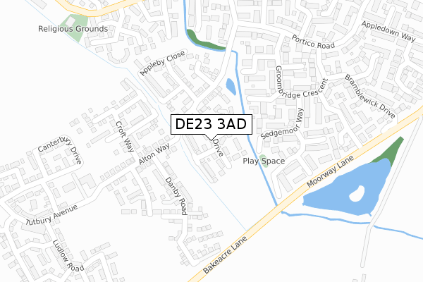 DE23 3AD map - large scale - OS Open Zoomstack (Ordnance Survey)