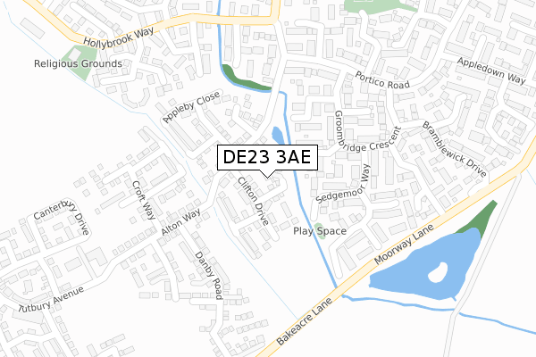 DE23 3AE map - large scale - OS Open Zoomstack (Ordnance Survey)