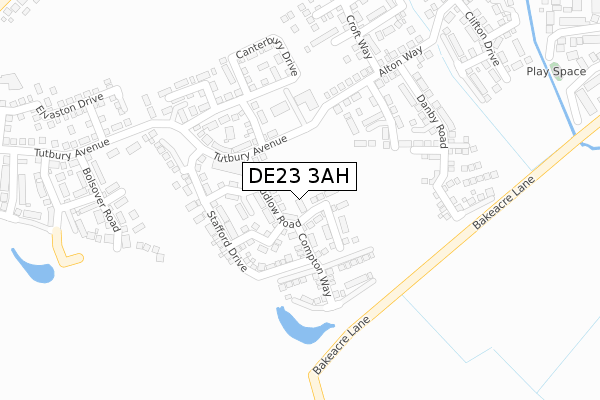 DE23 3AH map - large scale - OS Open Zoomstack (Ordnance Survey)
