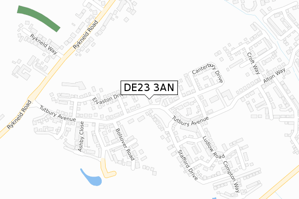 DE23 3AN map - large scale - OS Open Zoomstack (Ordnance Survey)