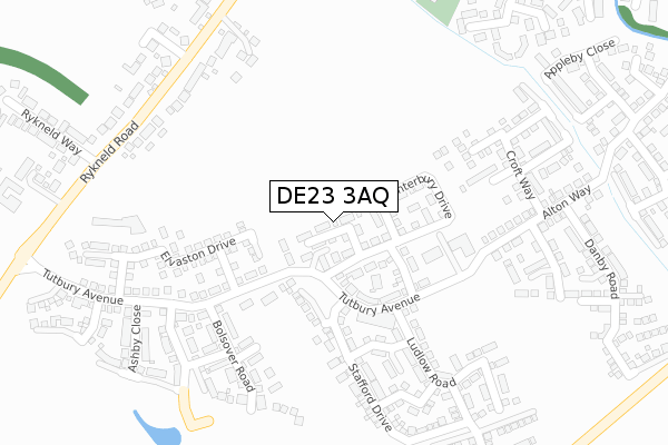 DE23 3AQ map - large scale - OS Open Zoomstack (Ordnance Survey)