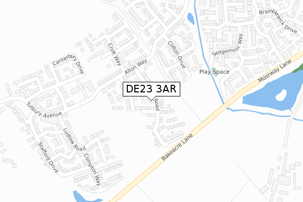 DE23 3AR map - large scale - OS Open Zoomstack (Ordnance Survey)