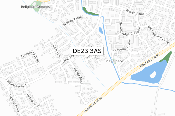 DE23 3AS map - large scale - OS Open Zoomstack (Ordnance Survey)