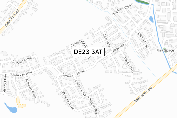 DE23 3AT map - large scale - OS Open Zoomstack (Ordnance Survey)