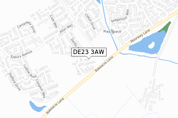 DE23 3AW map - large scale - OS Open Zoomstack (Ordnance Survey)