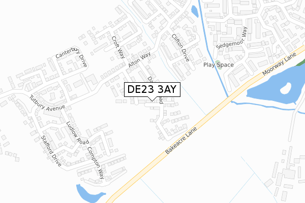 DE23 3AY map - large scale - OS Open Zoomstack (Ordnance Survey)