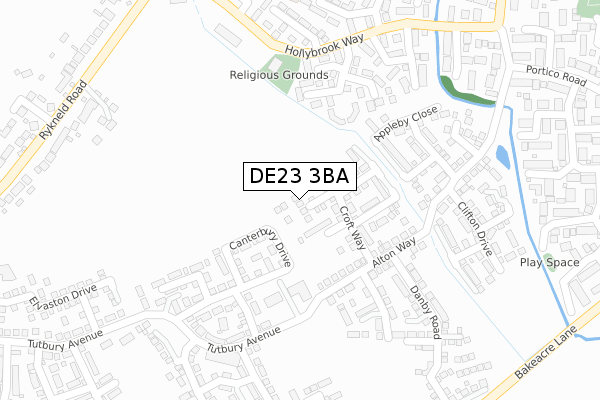 DE23 3BA map - large scale - OS Open Zoomstack (Ordnance Survey)