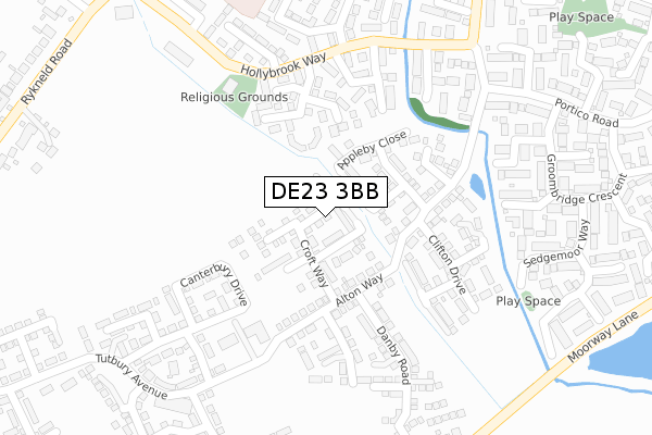 DE23 3BB map - large scale - OS Open Zoomstack (Ordnance Survey)