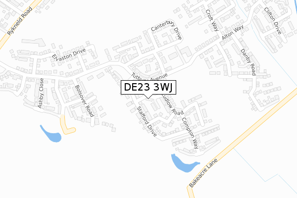 DE23 3WJ map - large scale - OS Open Zoomstack (Ordnance Survey)