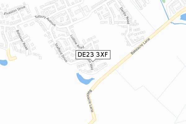 DE23 3XF map - large scale - OS Open Zoomstack (Ordnance Survey)