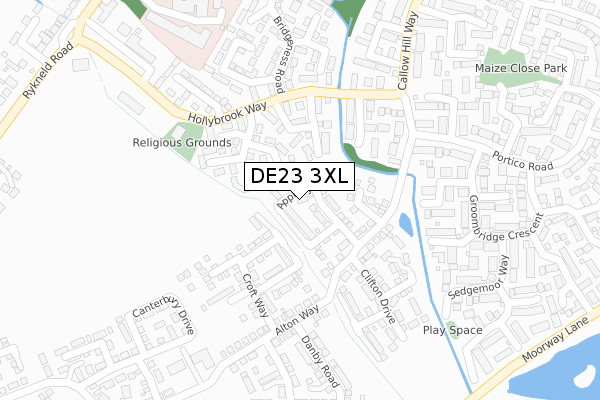 DE23 3XL map - large scale - OS Open Zoomstack (Ordnance Survey)