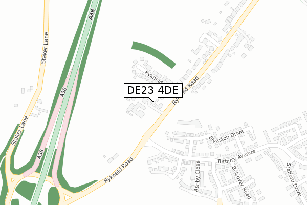 DE23 4DE map - large scale - OS Open Zoomstack (Ordnance Survey)