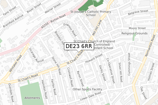 DE23 6RR map - large scale - OS Open Zoomstack (Ordnance Survey)