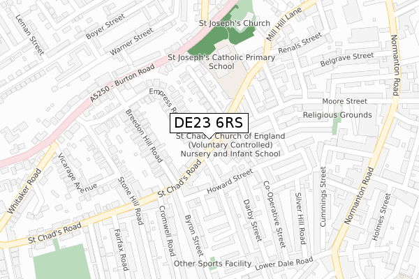 DE23 6RS map - large scale - OS Open Zoomstack (Ordnance Survey)