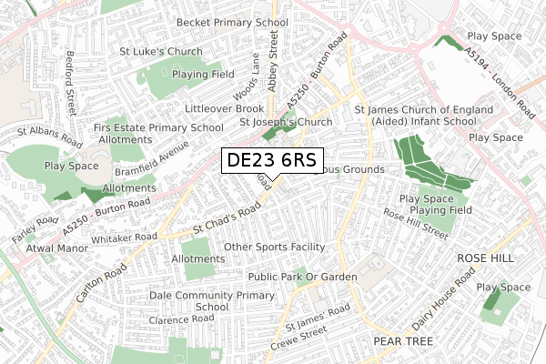 DE23 6RS map - small scale - OS Open Zoomstack (Ordnance Survey)
