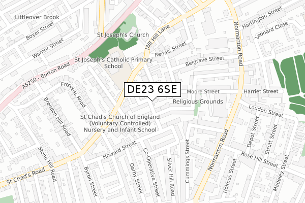 DE23 6SE map - large scale - OS Open Zoomstack (Ordnance Survey)