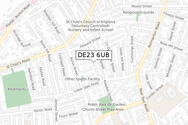 DE23 6UB map - large scale - OS Open Zoomstack (Ordnance Survey)