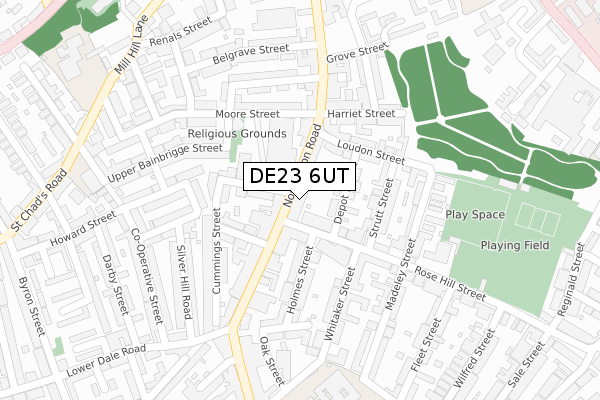 DE23 6UT map - large scale - OS Open Zoomstack (Ordnance Survey)