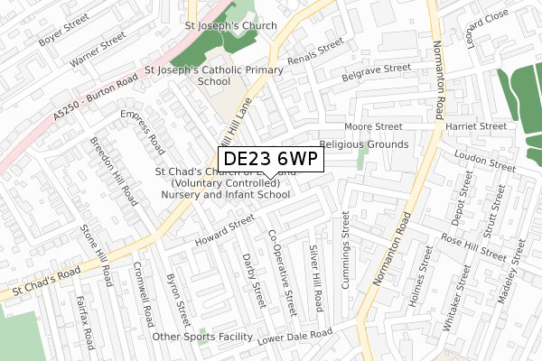 DE23 6WP map - large scale - OS Open Zoomstack (Ordnance Survey)