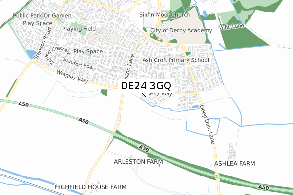 DE24 3GQ map - small scale - OS Open Zoomstack (Ordnance Survey)