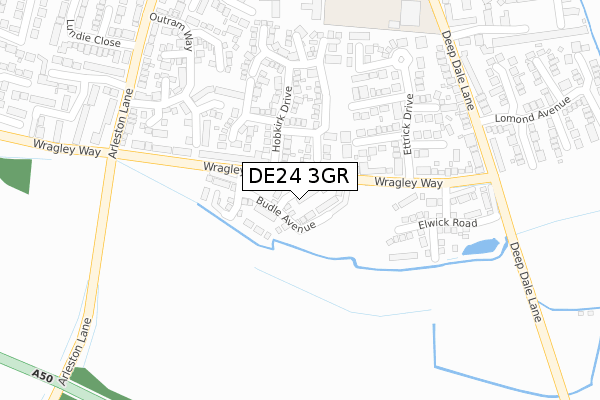DE24 3GR map - large scale - OS Open Zoomstack (Ordnance Survey)