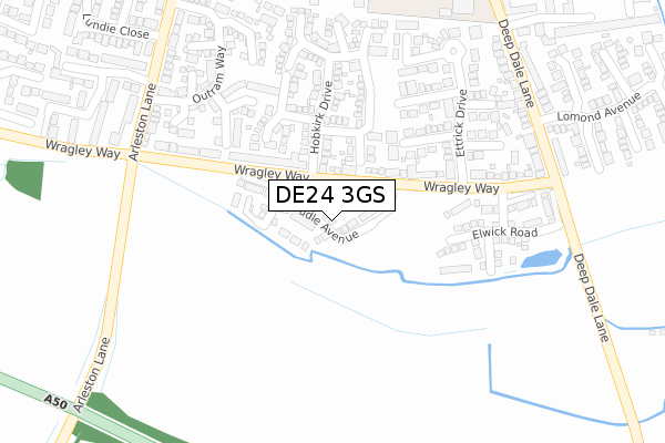 DE24 3GS map - large scale - OS Open Zoomstack (Ordnance Survey)